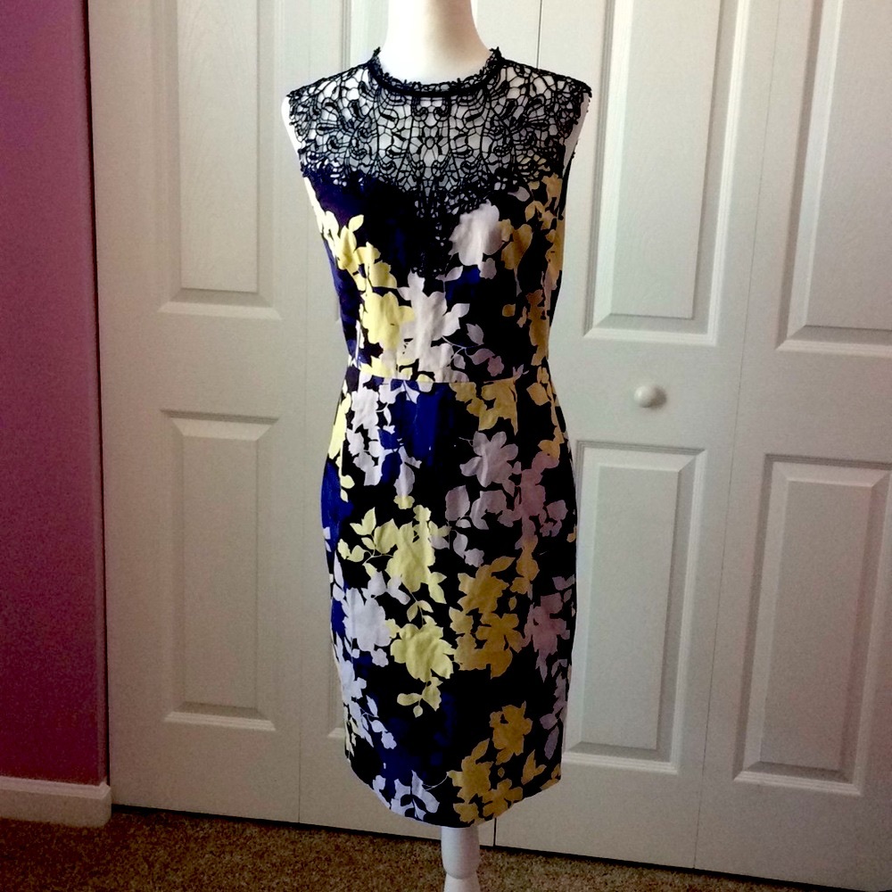 NWOT Oasis floral print dress with lace top. Beautiful